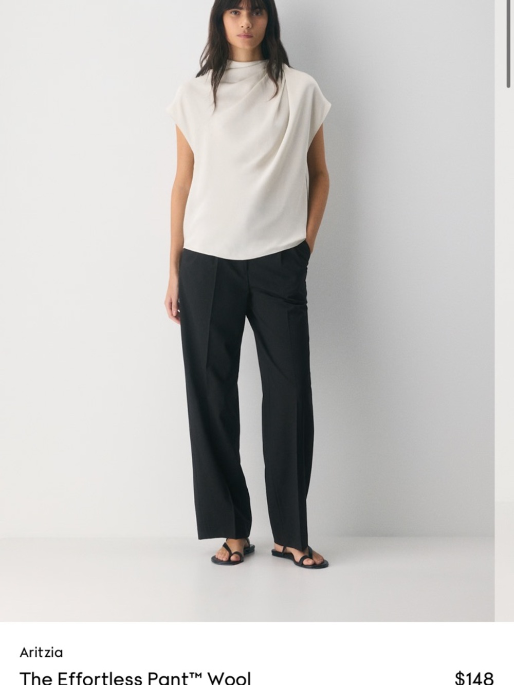Aritzia Wide-Leg Wool Trousers — Black